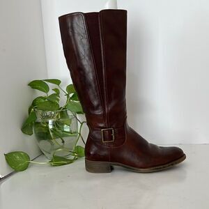 Kim Rogers Brown Man Made Material React Mid Calf Boots With Buckle Details  6
